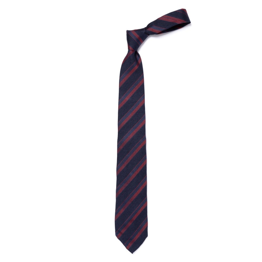 Ties | Cesare Attolini Ca Archivio Storico: Tie "Strisce Della Scuola" In Silk And Wool - Han