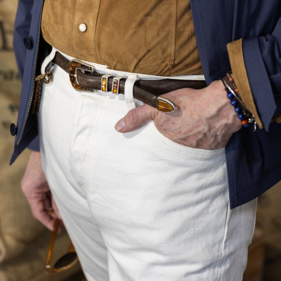 Belts | Silver Ostrich Silver Ostrich X Mj: Western-Gurtel "Colorado" Aus Dunkelbraunem Kalbs